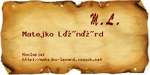 Matejko Lénárd névjegykártya